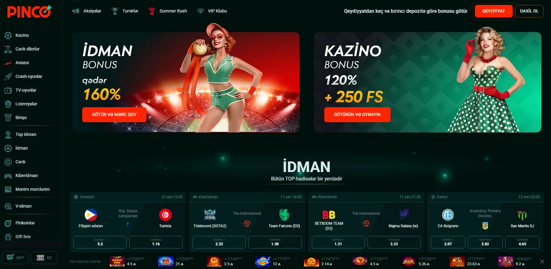Pinco Casino Giriş haqqında ümumi məlumat